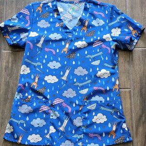 Green Town Performance V-Neck Medical Top Scrubs for Women - Rainy Dayz XS